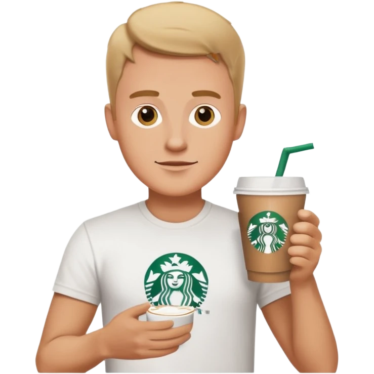 white man enjoying Starbucks coffee emoji