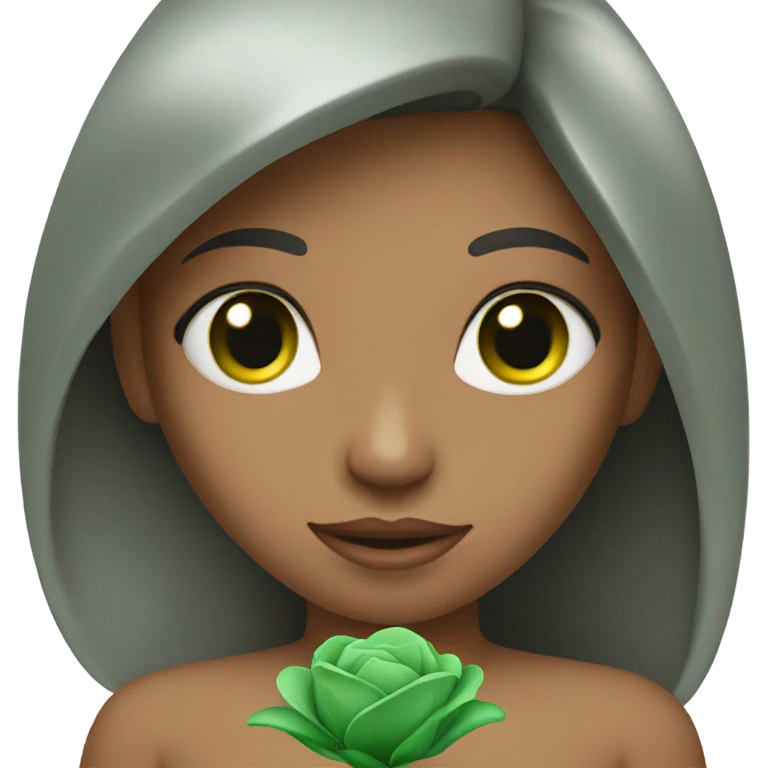 Green Eyed model with Flower emoji