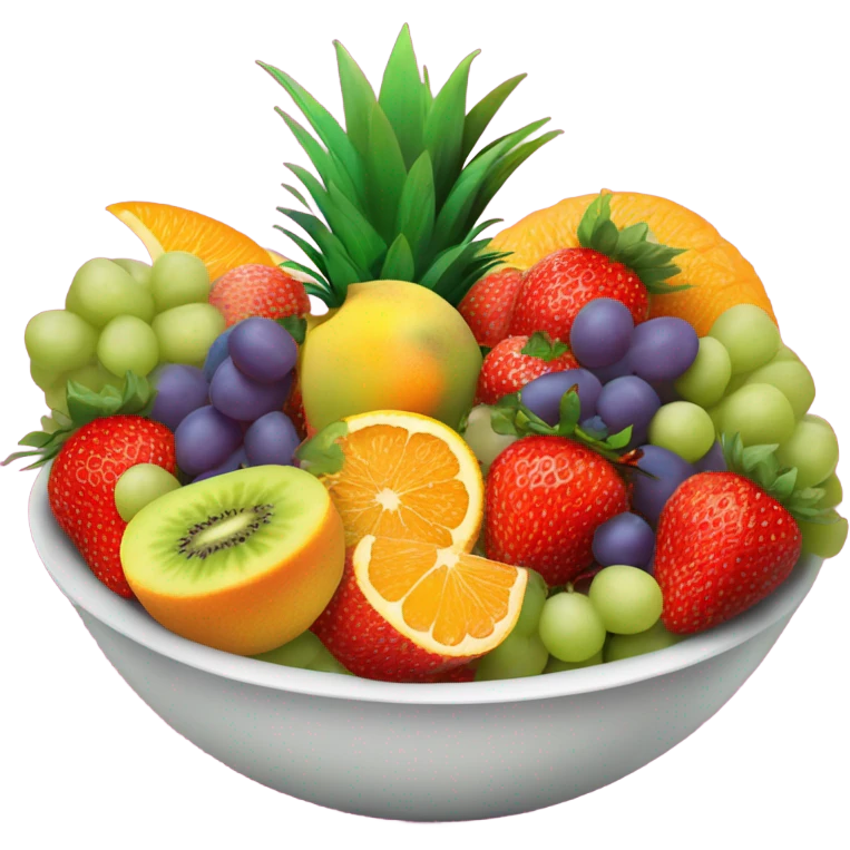 strawberries, pineapples, grapes, kiwis, oranges, fruit bowl emoji