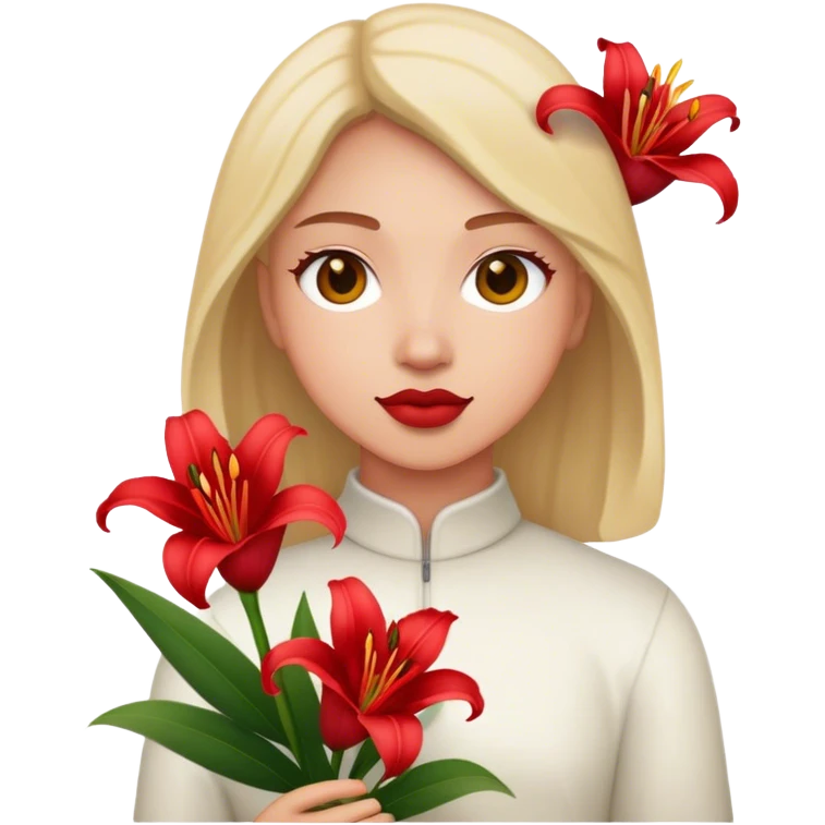 Hase trägt rote Lilien emoji