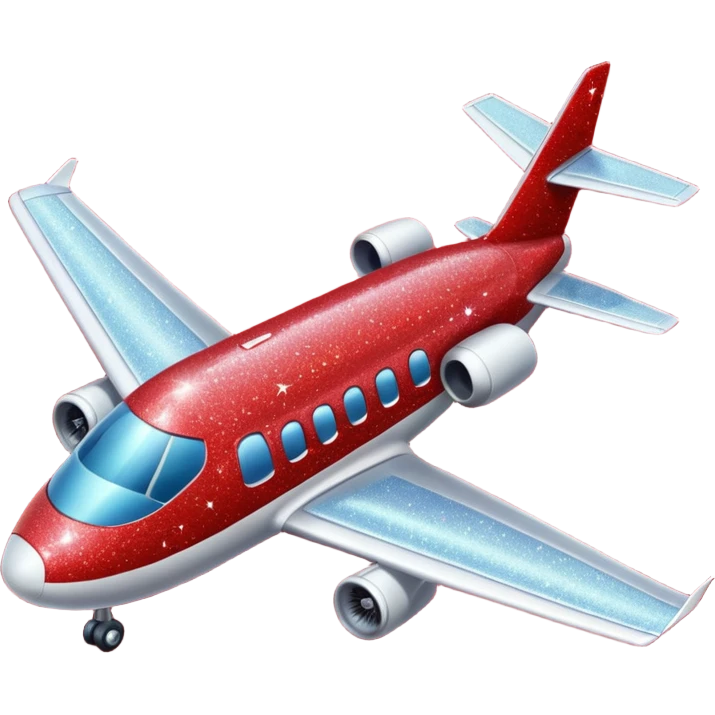 Airplane Happy Red Glitter  emoji