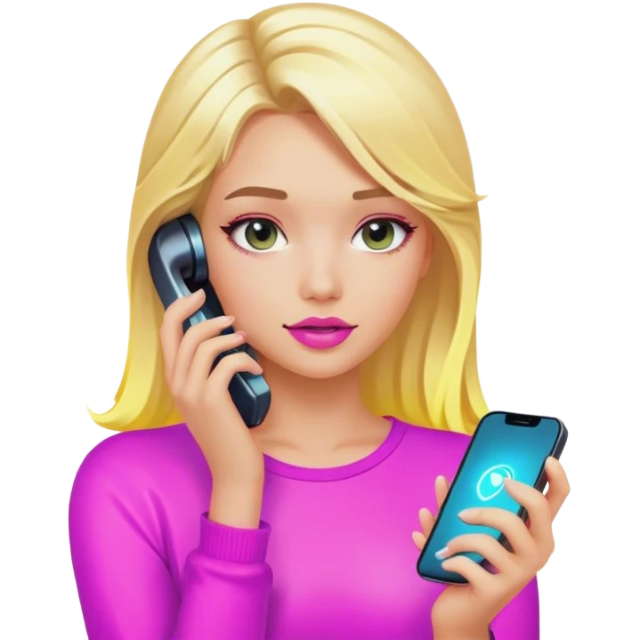 neon girl with phone blonde hair emoji
