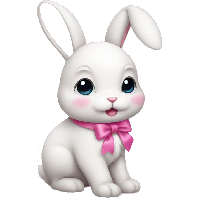 Cute bunny with pink bow emoji