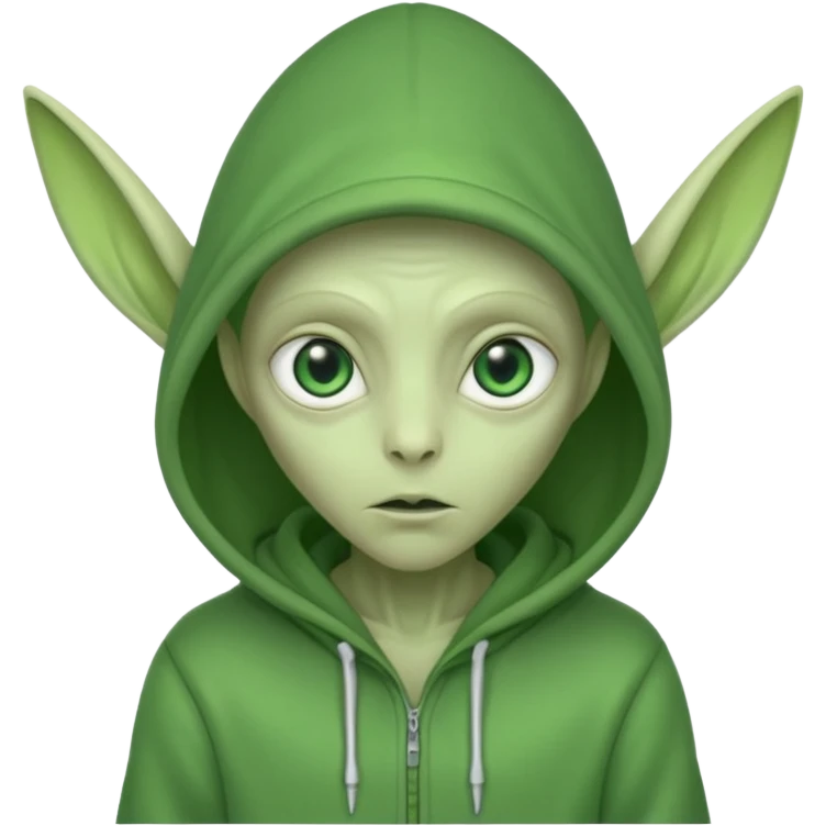 Aliens Green, hoodie, high long ears emoji