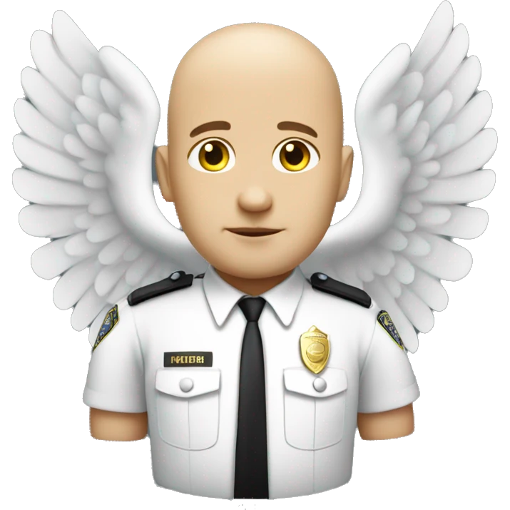 A White Police man bald with Big ANGEL WINGS emoji