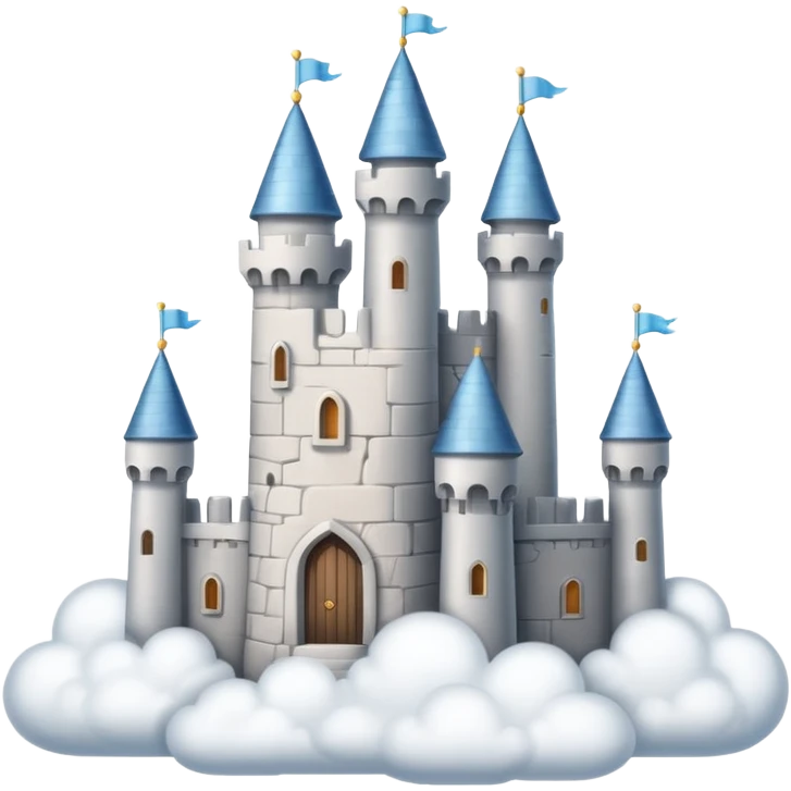 Cloud Castle – White castle resting on fluffy clouds emoji