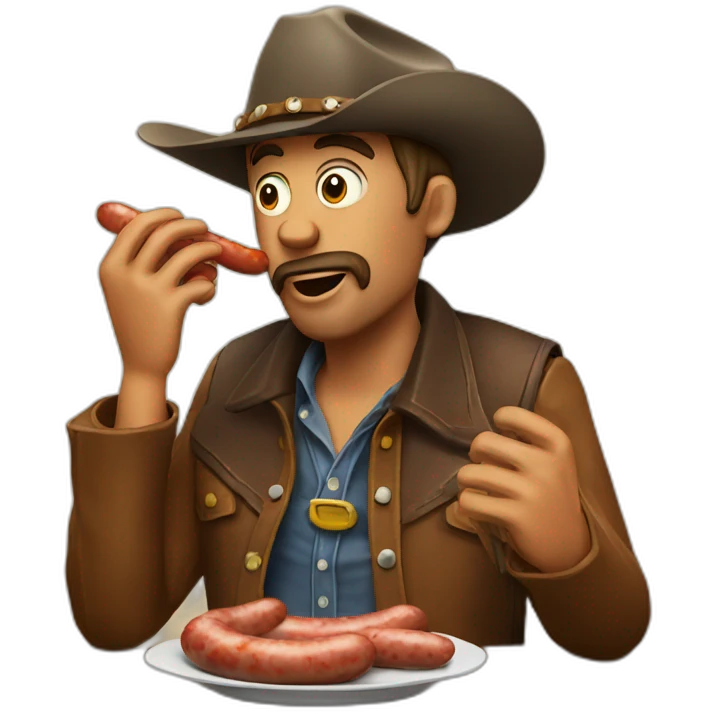 Drunk cowboy eating sausage emoji