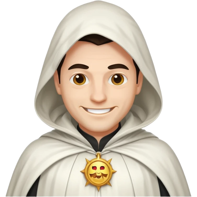 white cloak villain smiling, male emoji