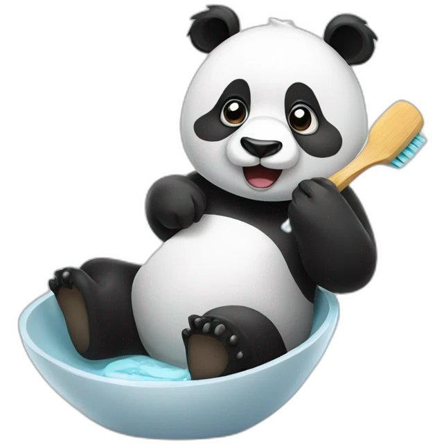Panda brushing teeth emoji