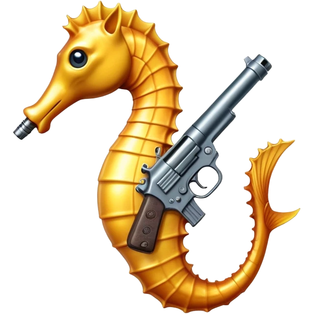 Seahorse pointing a gun to the front emoji
