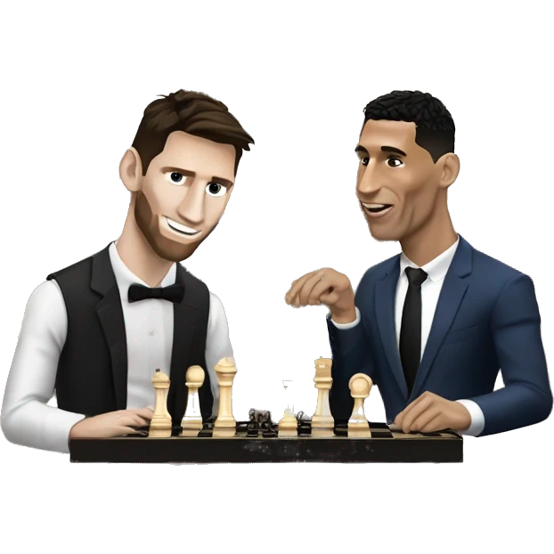 Lionel Messi and Cristiano Ronaldo play chess emoji