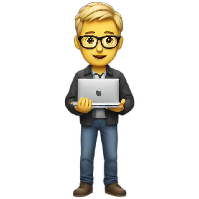 nerd with macbook emoji