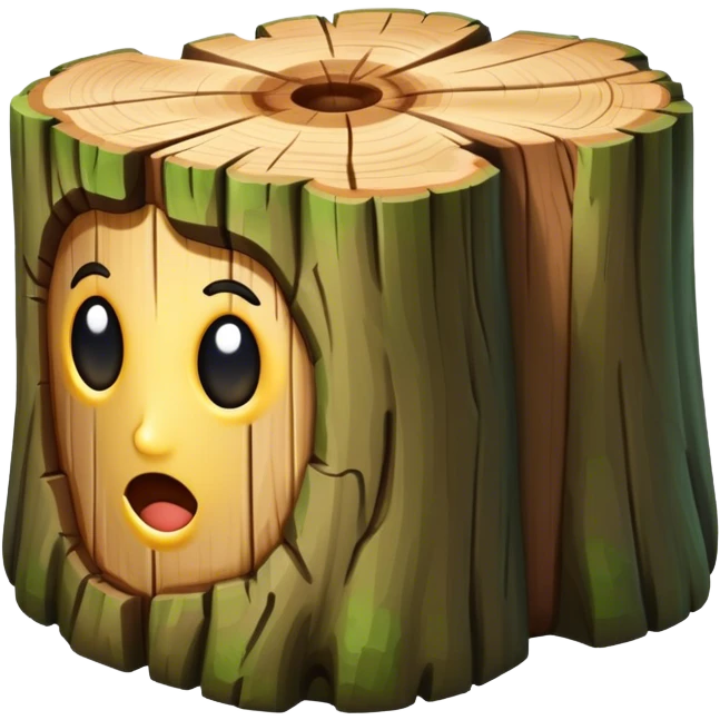 tree trunk block no face emoji
