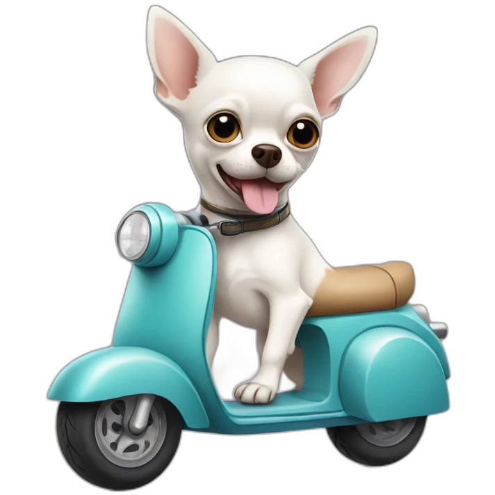 white chihuahua on scooter emoji