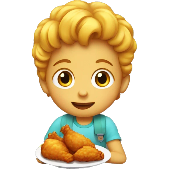 Kid eating fried chicken  emoji