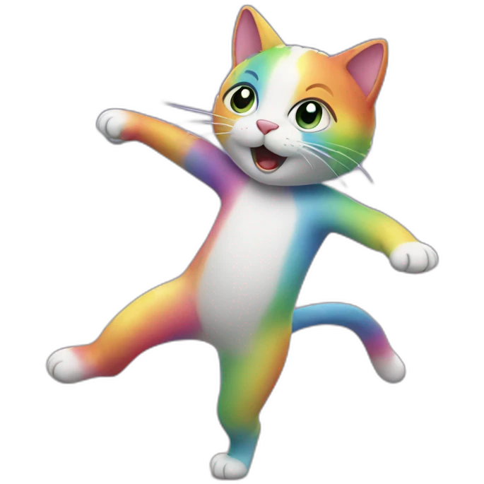 Rainbow cat dancing emoji
