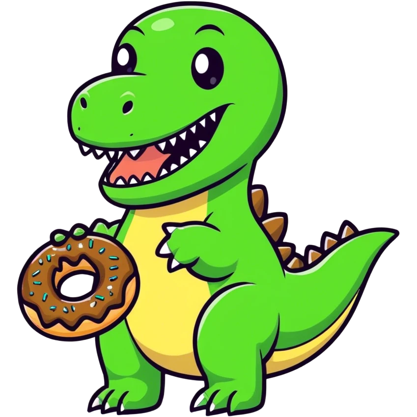 dinosaur eating a donut emoji