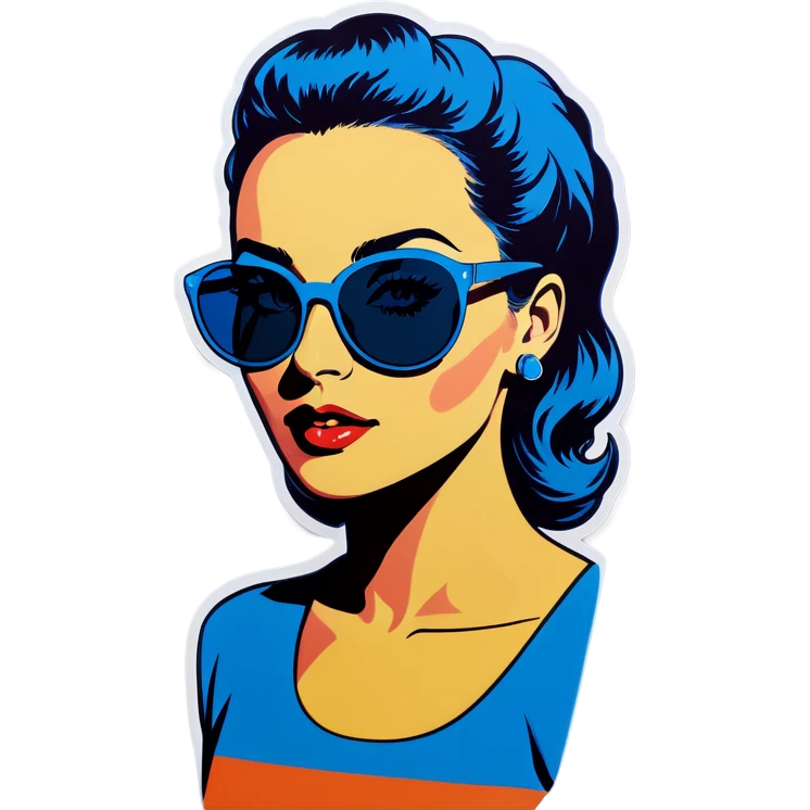 Pop art women with blue hear with sunglasses  emoji