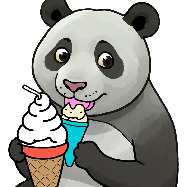 Panda eating ice cream emoji