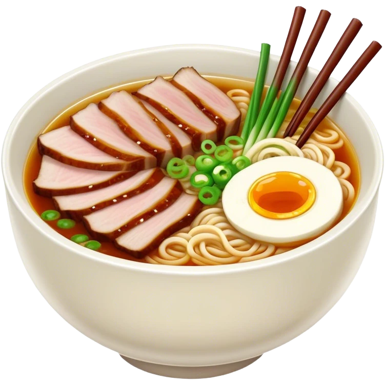 Ramen bowls with pork belly emoji