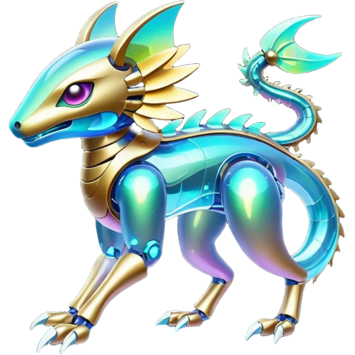  Epic legendary rare glowing mechanical Shiny sparkly transparent bioluminescent luminescent vibrant bright pastel dark exotic iridescent colorful gradients futuristic modern metallic glossy glittery fantasy-cyber-Fakémon-Vernid-creature emoji