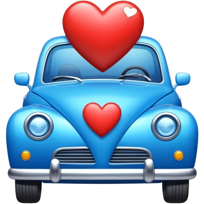 Blue car with heart emoji