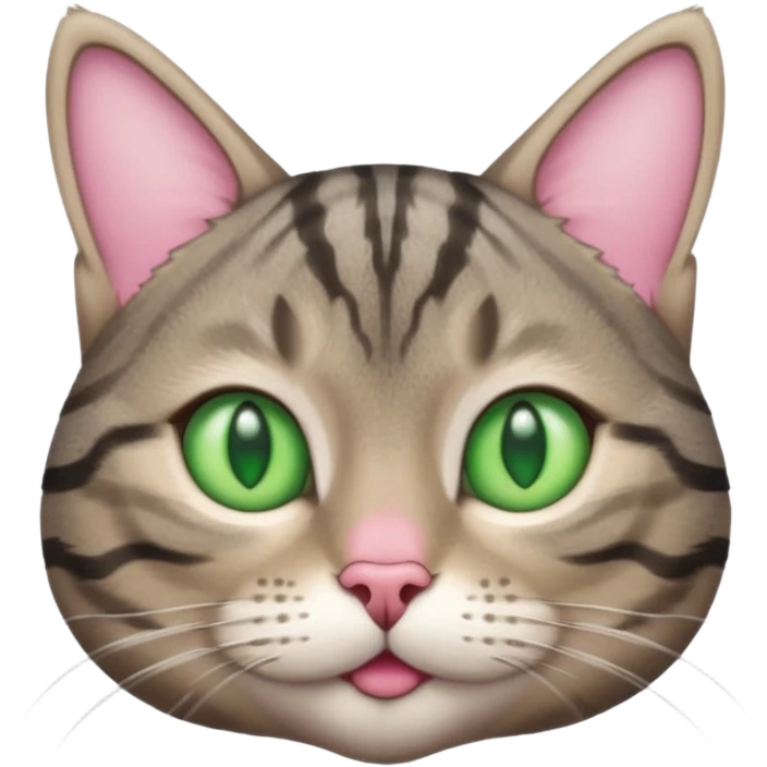 A high-resolution photo-realistic digital illustration of a grey tabby cat, chest upward emoji