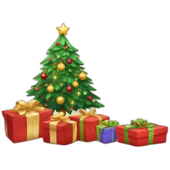 christmas presents underneath tree emoji