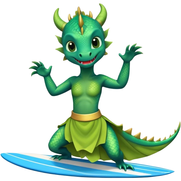 drago con gonna che fa surf emoji