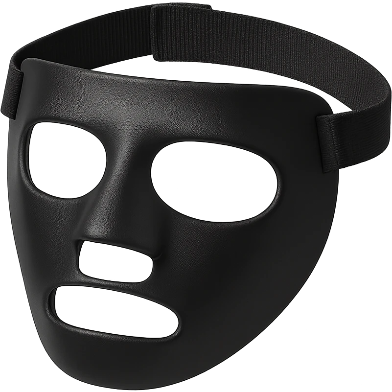 protective black face guard similar to Kyrie Irving's, basketball accessory, simple, bold emoji
