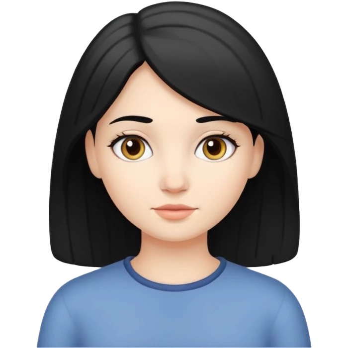 Chica de piel blanca rostro ovalado cabello negro canoso hasta los hombros  emoji