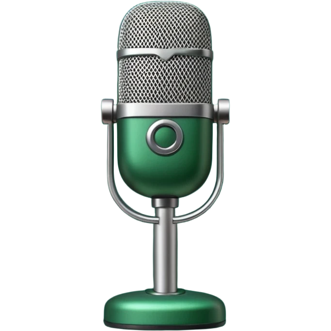 dark green radio microphone, front view, no text, Apple emoji style emoji