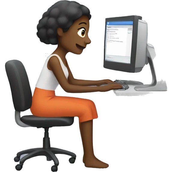 Woman sitting at computer  emoji