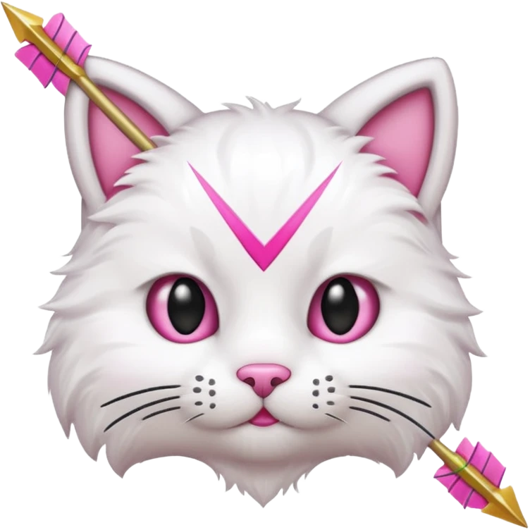 Emoji cat head white emoji with pink bow and arrow emoji