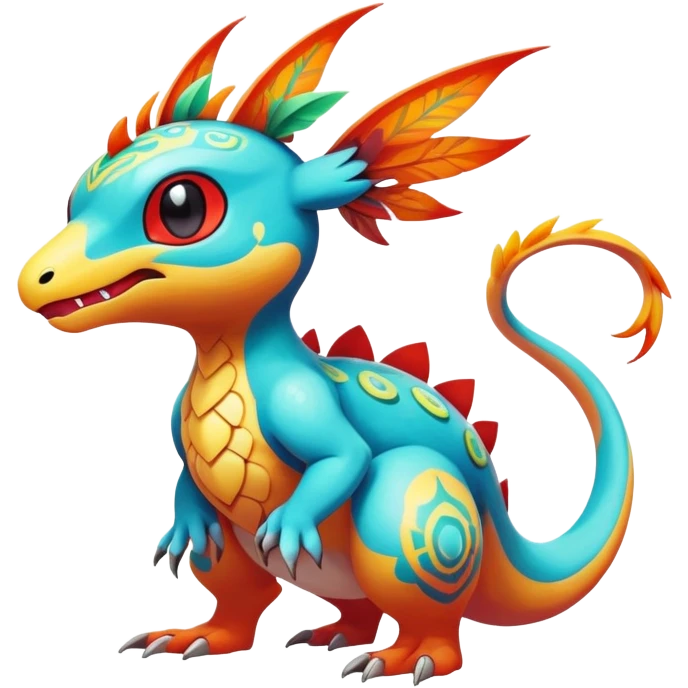 cool exotic fantasy-creature-Fakémon-Pokémon, full body, with random markings  emoji