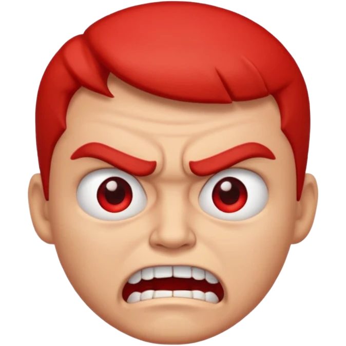 emoji representing anger, furrowed brows, clenched teeth, red face emoji