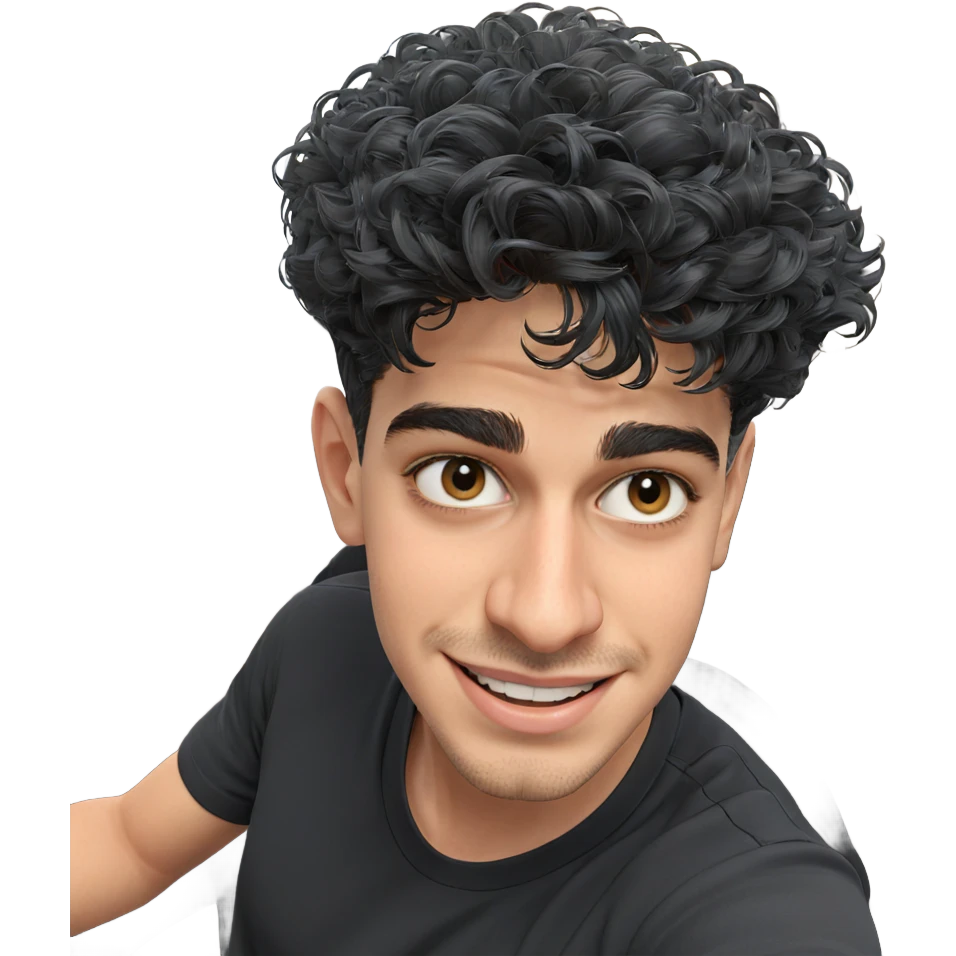 smiling boy in black shirt emoji