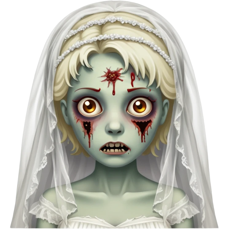zombie bride with wedding veil and tattered white dress emoji