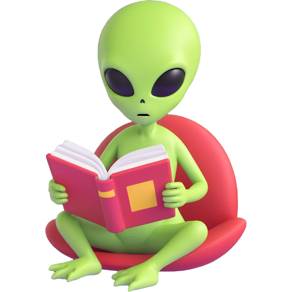 alien reading emoji