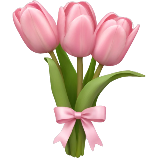 light pink tulip bouquet with light pink bow emoji