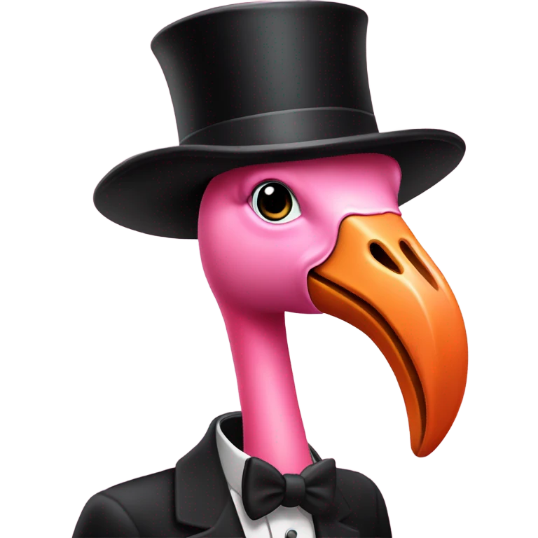 Flamingo with top hat emoji
