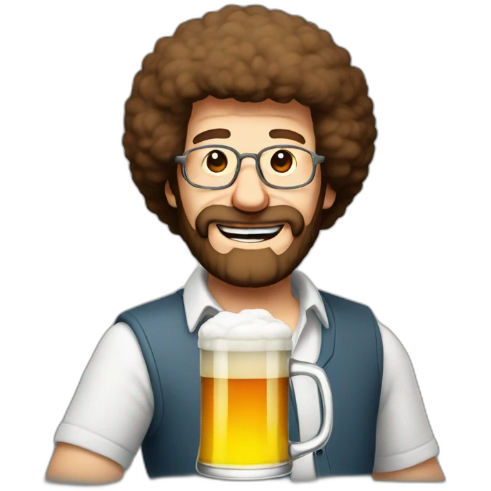 bob ross with a large german beer glass emoji
