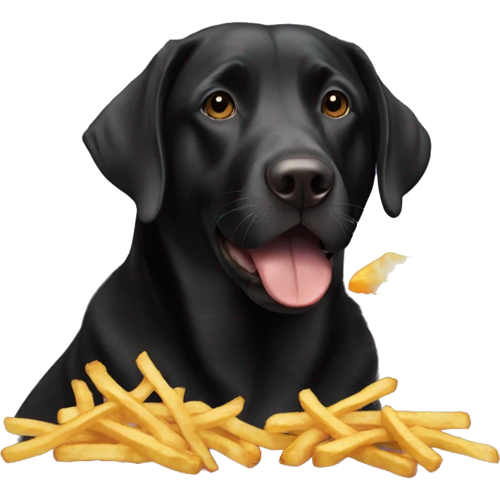 Black lab eating French fries emoji
