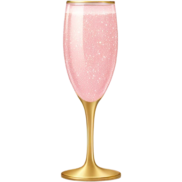 Light Pink glitter champagne glass with gold bow emoji