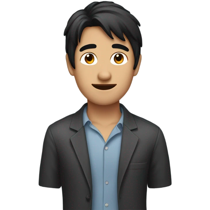 A guy with black hair and a donut as his body emoji