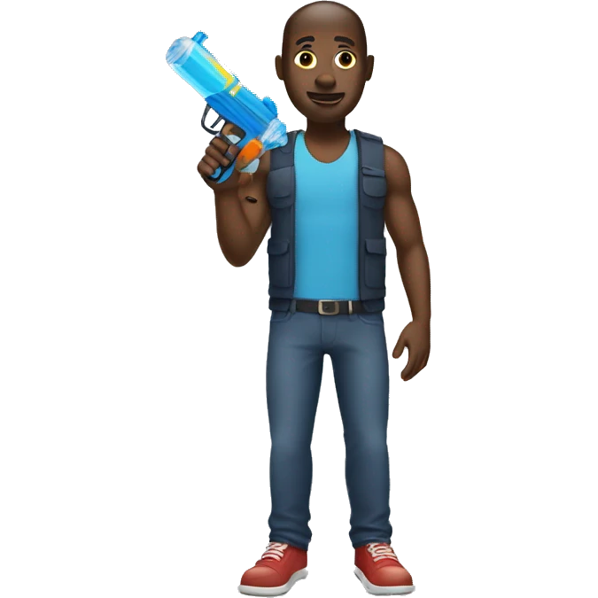Black man holding a water gun emoji