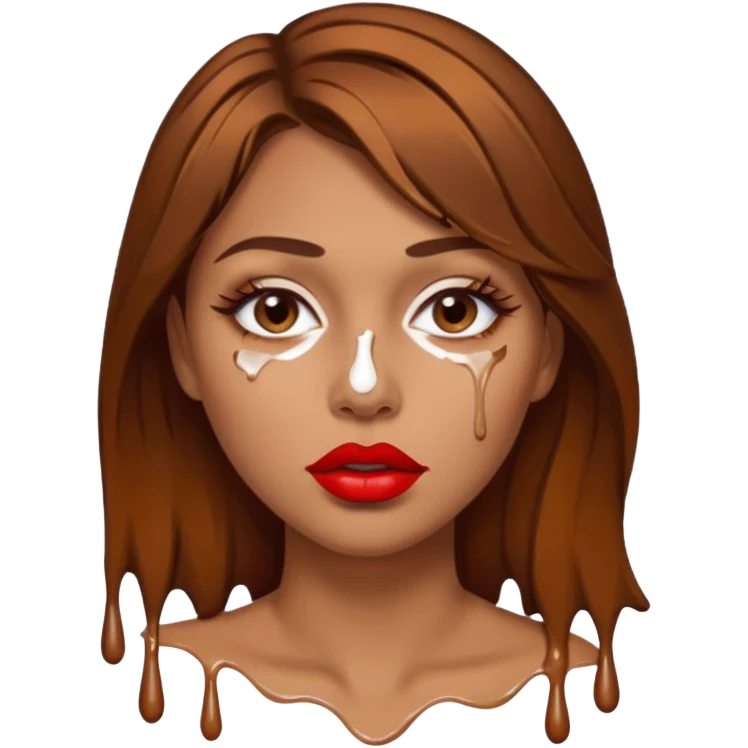 Brown Hair, Woman, white paint drip, face, hot, Sexy, lips emoji