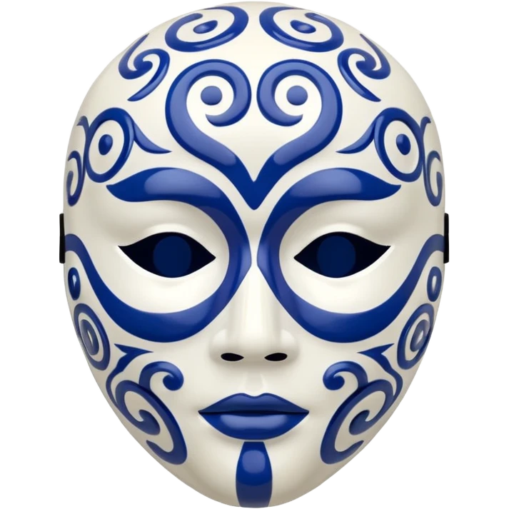 full face mask blue and white on two side  emoji