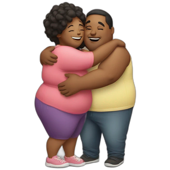 overweight couple hugging emoji