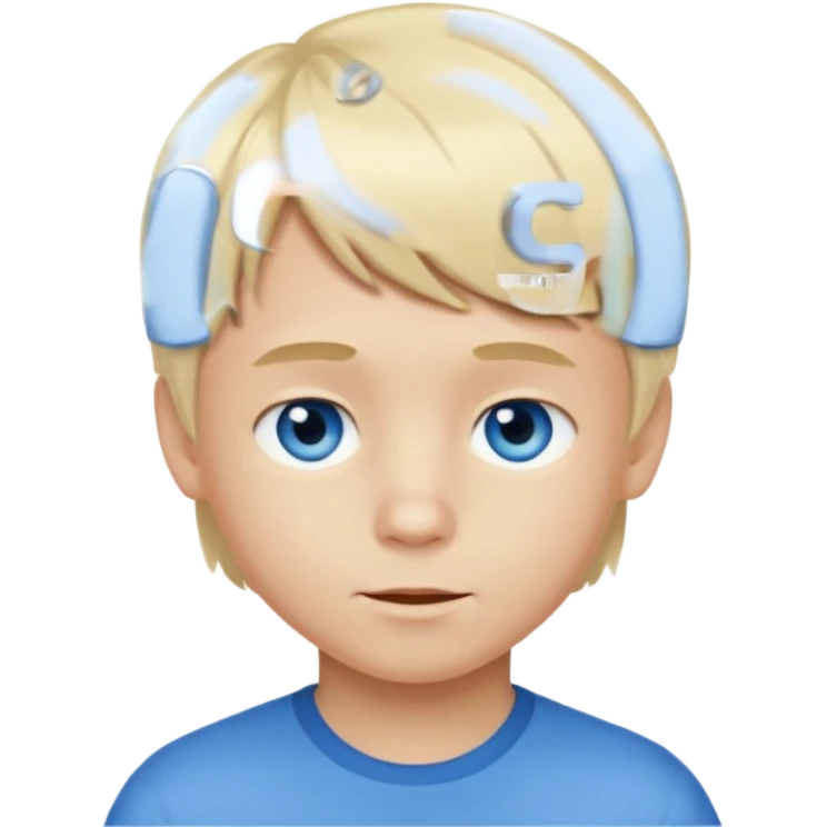 Niño pequeño muy rubio claro con flequillo emoji